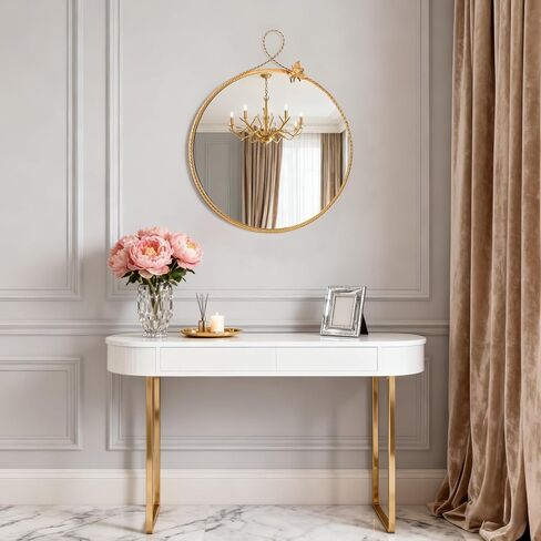 2026 Spring Women's Gifts 20 Inch Vintage Gold Round Wall Mirror, Antique Ornate Metal Circle Mirror with Baroque Bee & Woven Hoop Decor for Bathroom Vanity, Bedroom, Living Room in Kuwait