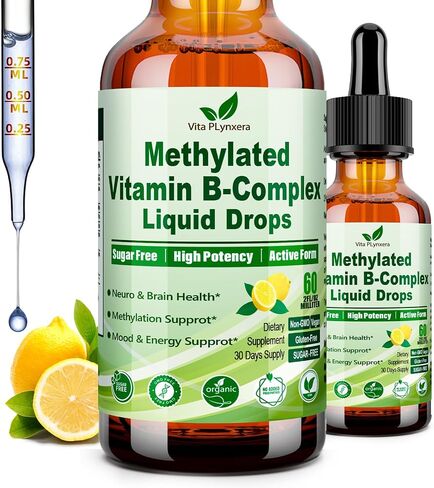 Methylated B Complex Liquid Drop Complete 9-in-1 Methyl B Vitamins w. B12 Methylfolate Inositol Choline TMG Vitamin C E, Super B-Complex Methylated for MTHFR Support, Energy Mood Nerve & Brain Health1 in Saudi Arabia