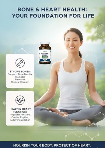 Wellotrix Potassium Citrate 1600 mg – 120 Vegan Capsules – Electrolyte Balance, Kidney Support, Urinary pH Health – Non-GMO, Gluten-Free, Made in USA – Vegan Formula in Kuwait
