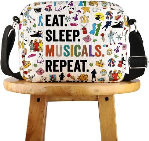 POFULL Musical Acting Gift Musical Theatre Lover Gift Eat Sleep Musicals Repeat Crossbody Bag in Kuwait