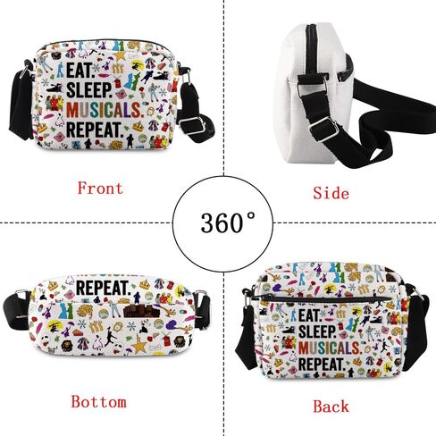 POFULL Musical Acting Gift Musical Theatre Lover Gift Eat Sleep Musicals Repeat Crossbody Bag in Kuwait