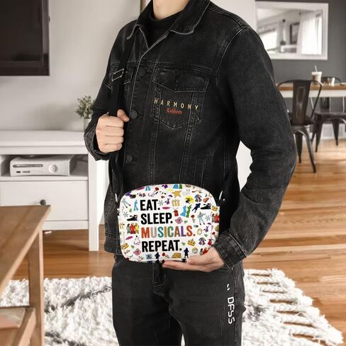 POFULL Musical Acting Gift Musical Theatre Lover Gift Eat Sleep Musicals Repeat Crossbody Bag in Kuwait