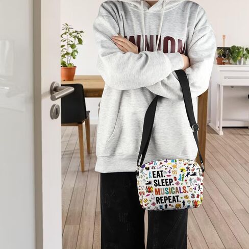 POFULL Musical Acting Gift Musical Theatre Lover Gift Eat Sleep Musicals Repeat Crossbody Bag in Kuwait