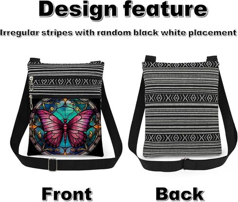 Stained-Glass Style Butterfly Crossbody Bag Women Adjustable Shoulder Strap Messenger Bag Men Travel Purse Birthday Gift Mother's Day Present​​ Christmas for Friend Nature Lover Adults in Saudi Arabia