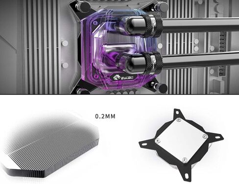 Bykski CPU-XPR-B-M-V2 CPU CPU COLLING COLLING-تتميز بزعانف عالية التدفق 0.2 مم-التصميم الهندسي-لـ AMD RYZEN 3/5/7/9 (AM4/AM5)-Black (POM) in Kuwait