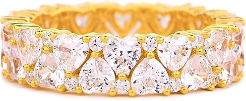 STORYJEWELLERY Eternity Band Rings for Women, Heart Ring, Gold Plated Wedding Bands for Women, Purity Ring, Cubic Zirconia Travel Rings in Kuwait