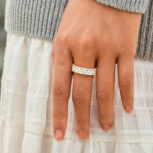 STORYJEWELLERY Eternity Band Rings for Women, Heart Ring, Gold Plated Wedding Bands for Women, Purity Ring, Cubic Zirconia Travel Rings in Kuwait