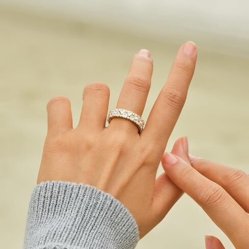 STORYJEWELLERY Eternity Band Rings for Women, Heart Ring, Gold Plated Wedding Bands for Women, Purity Ring, Cubic Zirconia Travel Rings in Kuwait