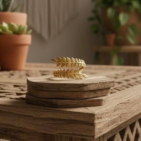 18K Yellow Gold Plated Leaf Wrap Ring for Women, Boho Nature-Inspired Branch Design, Adjustable Wrap Band, Gold Plated over Stainless Steel, Tarnish Resistant, Adjustable to Sizes 6-9 in Saudi Arabia