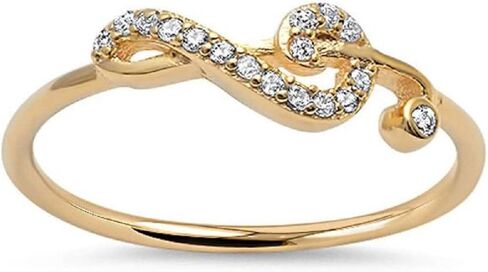 CloseoutWarehouse Cubic Zirconia Sideway Swirl Music Note Ring Sterling Silver (Color Options, Sizes 3-15) in Kuwait