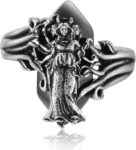 Hecate Black Onyx Ring,Wicca Wiccan Hekate Moon Goddess Pagan Amulet Jewelry for Women in Saudi Arabia