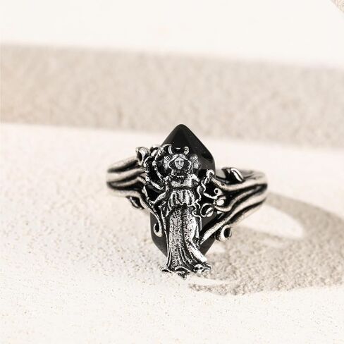 Hecate Black Onyx Ring,Wicca Wiccan Hekate Moon Goddess Pagan Amulet Jewelry for Women in Saudi Arabia
