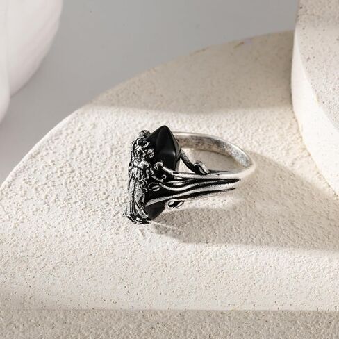 Hecate Black Onyx Ring,Wicca Wiccan Hekate Moon Goddess Pagan Amulet Jewelry for Women in Saudi Arabia