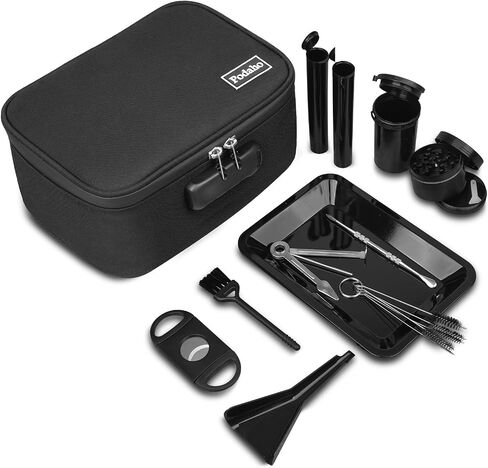 PODAHO Black Travel Odorless Bag with 10PCS Accessories, Portable Smell Proof Box Case with Lock, Great Gift for Friends. in Saudi Arabia
