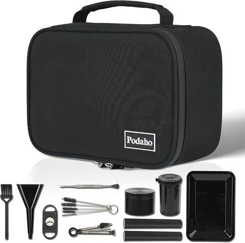 PODAHO Black Travel Odorless Bag with 10PCS Accessories, Portable Smell Proof Box Case with Lock, Great Gift for Friends. in Saudi Arabia