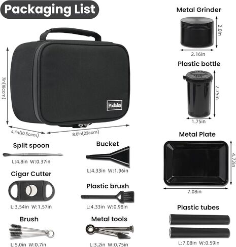 PODAHO Black Travel Odorless Bag with 10PCS Accessories, Portable Smell Proof Box Case with Lock, Great Gift for Friends. in Saudi Arabia