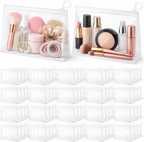 Clear Makeup Bags with Zipper, 80 Pack Small Transparent Cosmetic Bag, EVA Toiletry Organizer Reusable Zipper Pouches Bulk for Makeup, Skincare and Travel Essentials, 7.9" in Kuwait