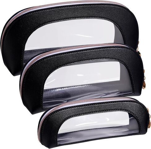 BS-MALL Makeup Bag Set Clear Travel Toiletry Organizer Pouches - Waterproof Cosmetic Bags with Zippers for Women, Toiletry Travel Kit for Vacation & Daily Use Pack of 3 in Kuwait