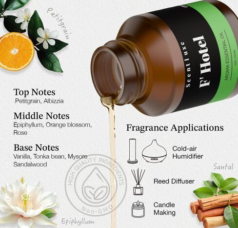 F' Hotel Waterless Oil for Aromatherapy Diffusers - Inspired by Four Season Hotel Home Luxury Scents, Premium Fragrance Oil for Ultrasonic and Waterless Diffusers and Crafting - 15 mL in Saudi Arabia