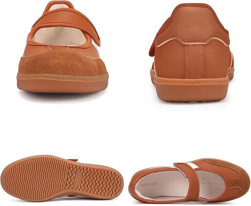 Women's Retro Mary Jane Slip On Sneakers Lightweight Non Slip Comfort Casual Walking Tennis Flats Brown EU42 in Saudi Arabia