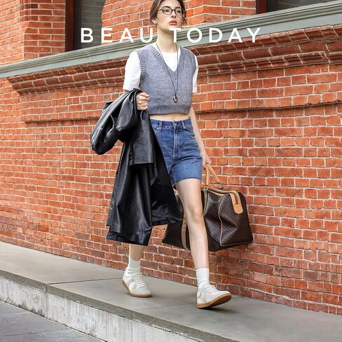 أحذية رياضية نسائية عصرية من BEAU TODAY، أحذية رياضية مسطحة كلاسيكية للنساء أحذية كاجوال للتزلج والتنس والمشي أحذية رياضية جلدية مريحة in Kuwait
