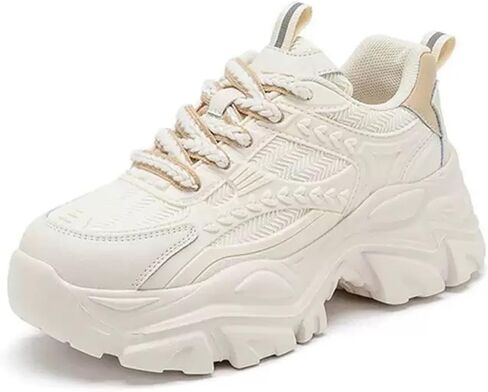 Y2K Retro 3.15" Platform Dad Sneakers for Women Chunky Tennis Shoes with Thick Sole Fashion Casual White Shoes in Saudi Arabia