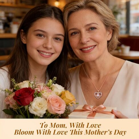 CDE I Love You Mom Heart Birthstone Necklace From Daughter Son Rose Jewelry Christmas Birthday Gifts for Women Grandma Nana New Mom in Saudi Arabia