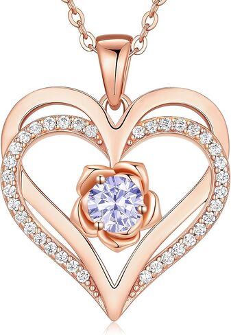 CDE I Love You Mom Heart Birthstone Necklace From Daughter Son Rose Jewelry Christmas Birthday Gifts for Women Grandma Nana New Mom in Saudi Arabia