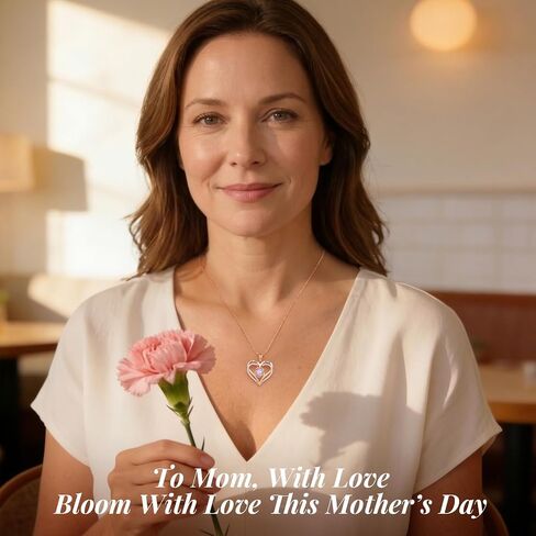CDE I Love You Mom Heart Birthstone Necklace From Daughter Son Rose Jewelry Christmas Birthday Gifts for Women Grandma Nana New Mom in Saudi Arabia