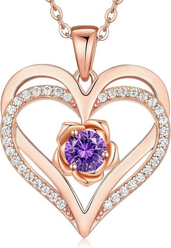 CDE I Love You Mom Heart Birthstone Necklace From Daughter Son Rose Jewelry Christmas Birthday Gifts for Women Grandma Nana New Mom in Saudi Arabia