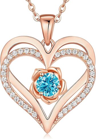 CDE I Love You Mom Heart Birthstone Necklace From Daughter Son Rose Jewelry Christmas Birthday Gifts for Women Grandma Nana New Mom in Saudi Arabia