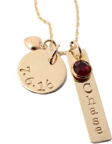14K Gold Filled Personalized Name Birthstone Necklace - Mother's Day Birthstone Jewelry - Mom or New Grandma Pendant for Christmas in Saudi Arabia