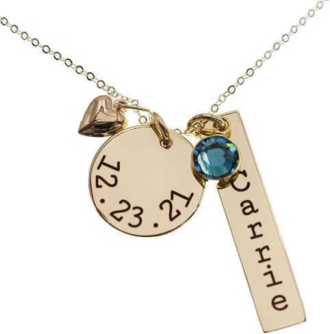 14K Gold Filled Personalized Name Birthstone Necklace - Mother's Day Birthstone Jewelry - Mom or New Grandma Pendant for Christmas in Saudi Arabia