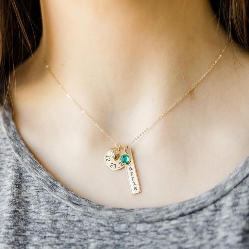 14K Gold Filled Personalized Name Birthstone Necklace - Mother's Day Birthstone Jewelry - Mom or New Grandma Pendant for Christmas in Saudi Arabia