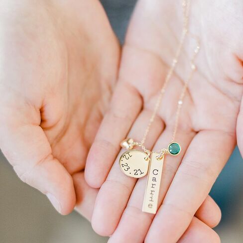 14K Gold Filled Personalized Name Birthstone Necklace - Mother's Day Birthstone Jewelry - Mom or New Grandma Pendant for Christmas in Saudi Arabia