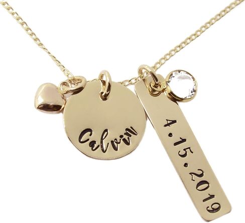 14K Gold Filled Personalized Name Birthstone Necklace - Mother's Day Birthstone Jewelry - Mom or New Grandma Pendant for Christmas in Saudi Arabia
