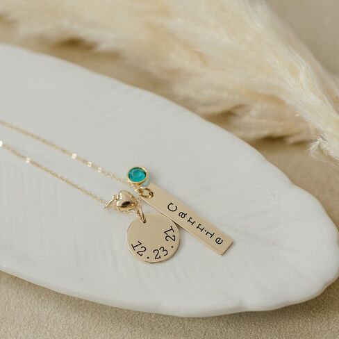 14K Gold Filled Personalized Name Birthstone Necklace - Mother's Day Birthstone Jewelry - Mom or New Grandma Pendant for Christmas in Saudi Arabia