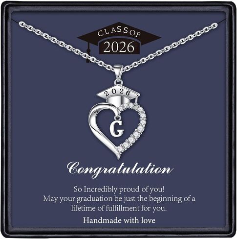 STORUP 2026 Graduation Gifts for Women Teen Girls, Heart Initial Necklaces With Class of 2026 Graduation Cap Necklace High School College Gifts for Women Her in Saudi Arabia