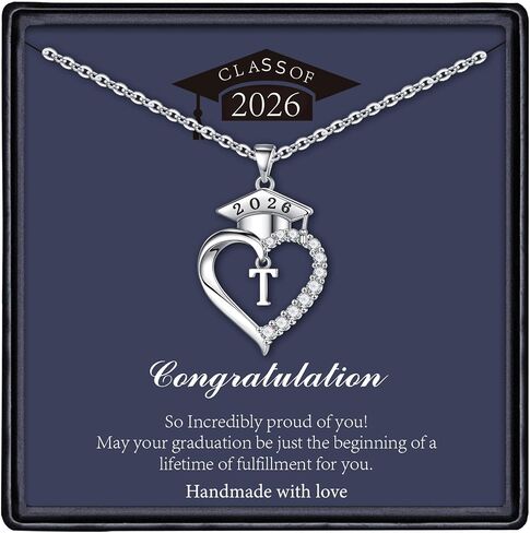 STORUP 2026 Graduation Gifts for Women Teen Girls, Heart Initial Necklaces With Class of 2026 Graduation Cap Necklace High School College Gifts for Women Her in Saudi Arabia