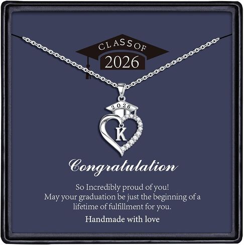 STORUP 2026 Graduation Gifts for Women Teen Girls, Heart Initial Necklaces With Class of 2026 Graduation Cap Necklace High School College Gifts for Women Her in Saudi Arabia