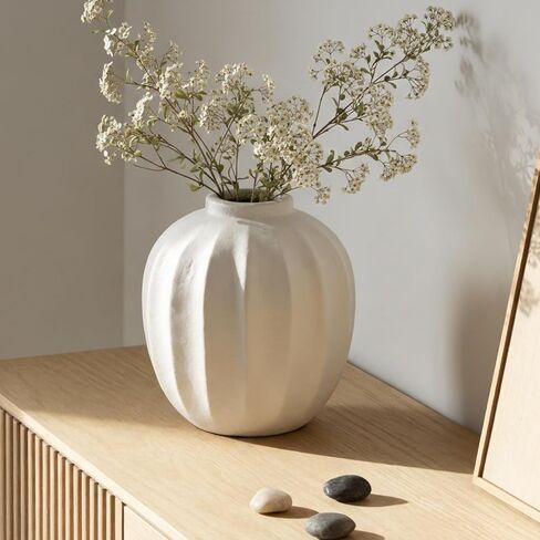 Oakrain Large White Rustic Vase - 11 inch Farmhouse Flower Vase for Home Decor, Decorative Centerpieces for Table, Shelf, Minimalist Floor Vases for Living Room, Bedroom, Entryway in Saudi Arabia