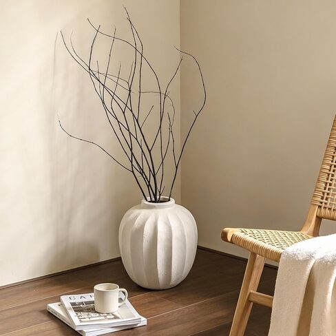 Oakrain Large White Rustic Vase - 11 inch Farmhouse Flower Vase for Home Decor, Decorative Centerpieces for Table, Shelf, Minimalist Floor Vases for Living Room, Bedroom, Entryway in Saudi Arabia