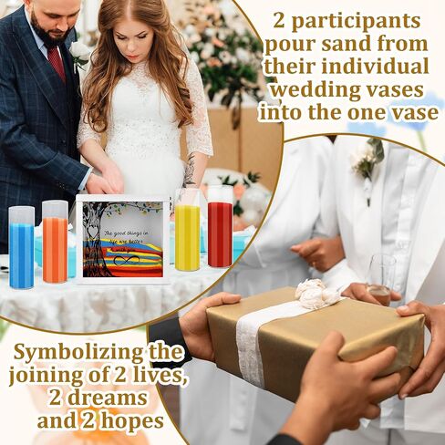Wedding Unity Sand Ceremony Kit,Ceremony Sets for Bridal Party with Wood Box Together We Make a Family Sands Kit Beach Outdoor Weddings Centerpiece,4 Vase and Sand-s Included in Saudi Arabia