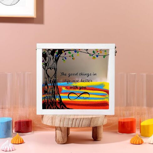 Wedding Unity Sand Ceremony Kit,Ceremony Sets for Bridal Party with Wood Box Together We Make a Family Sands Kit Beach Outdoor Weddings Centerpiece,4 Vase and Sand-s Included in Saudi Arabia