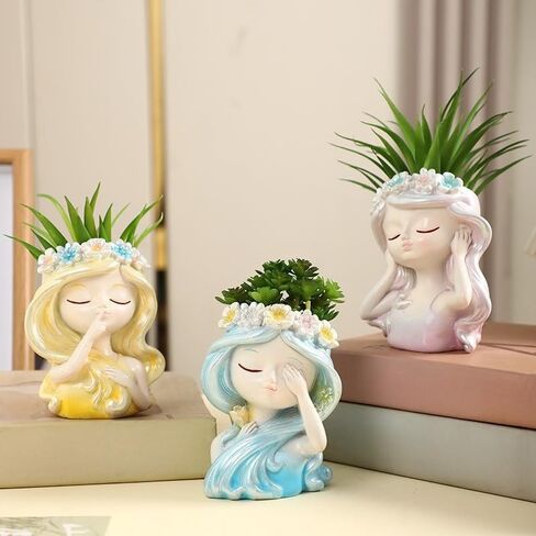 Creative Shaped Artificial Potted Vase - Resin Desktop Ornament Craft for Home Bedroom, Office Desk & Garden Decor (Yellow) in Kuwait