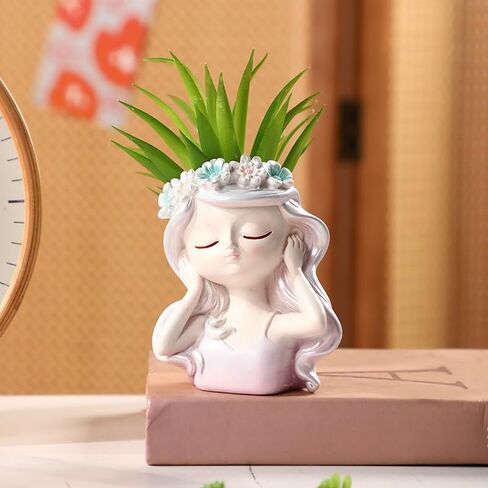 Creative Shaped Artificial Potted Vase - Resin Desktop Ornament Craft for Home Bedroom, Office Desk & Garden Decor (Yellow) in Kuwait