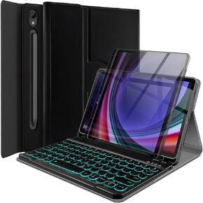 Backlit Keyboard Case for Samsung Galaxy Tab S9 FE 10.9" / Tab S9 11" 2023, 7 Color Light Detachable Wireless Keyboard with 360 Rotatable Case for Galaxy Tab S9 / Tab S9 FE,SM-X510/X710/X716