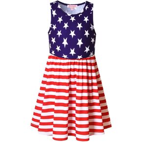 Girls Unicorn Dresses Sleeveless Summer Elastic Waist Rainbow Casual Clothes