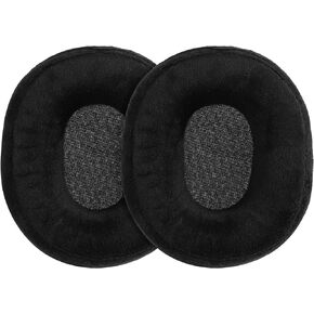 kwmobile 2X Earpad Compatible with AudioTechnica ATH M20x BT - Replacement Velour Earpad Cushion for Headphones - Black