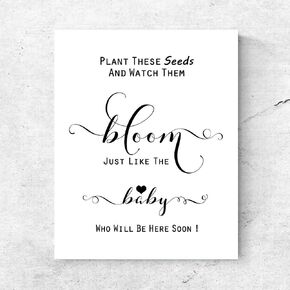 Plant These Seeds and Watch Them Bloom Baby Shower Favor Sign Chic Seed Packet Favors Baby Shower Seed Packets Sign Baby Shower Seed Bombs Sign 8x10 Inches No Frame